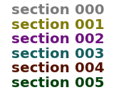 clickable colored list of section names